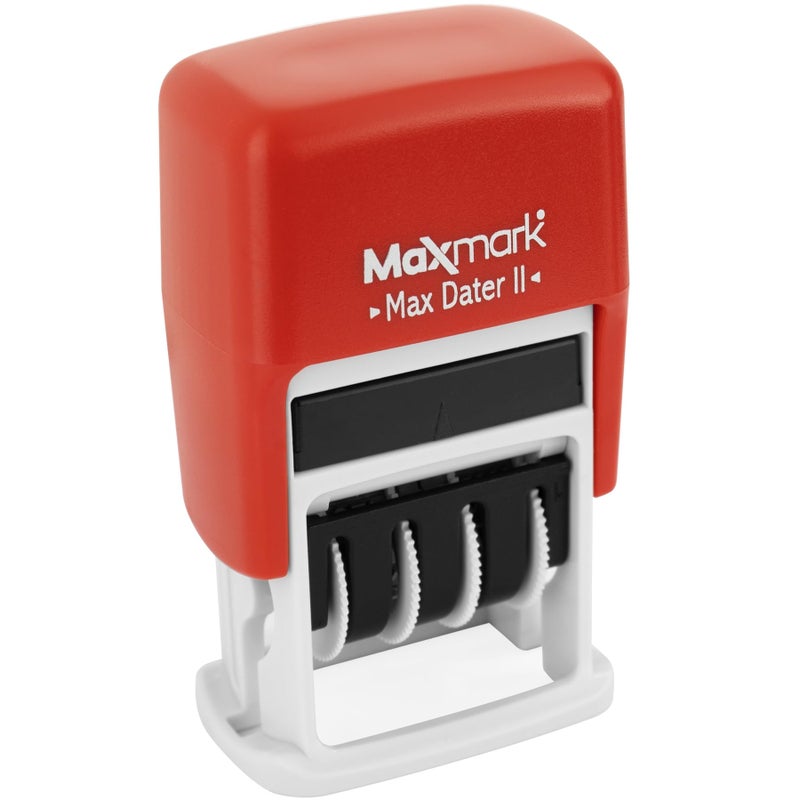 MaxMark Self-Inking Rubber Date Office Stamp with Received Phrase & Date - RED Ink (Max Dater II), 12-Year Band - Image 2